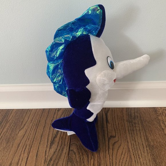 King Plush Fish Sailfish Shiny Fin Blue Sea Creature Long Nose Vintage? W/ Tag - Picture 3 of 7